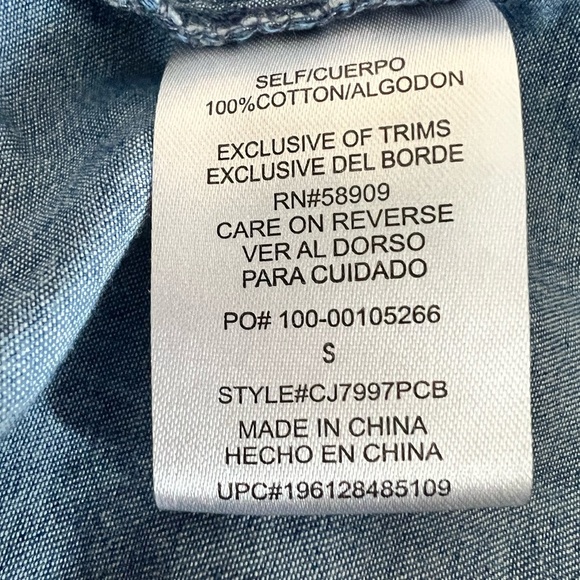 Copper Key Small Denim Cottage Prairie Boho Square Beck Dress 100% Cotton - Picture 9 of 10